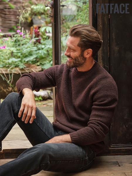 FatFace Calder Chocolate Brown Crew Neck Knitted Jumper (F02223) | £55