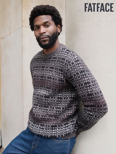 FatFace Dark Natural Blanket Ombre Knitted Crew Neck Jumper (F02245) | £59