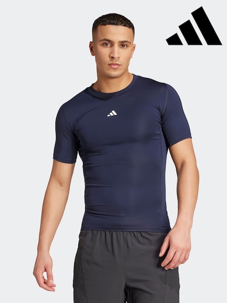 adidas Blue TECHFIT Compression Training T-Shirt (F02491) | £28