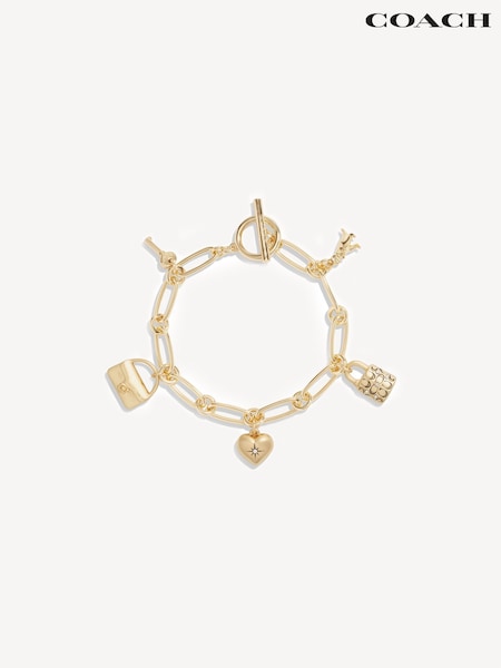 COACH Gold Tone Iconic Charm Bracelet (F02498) | £150