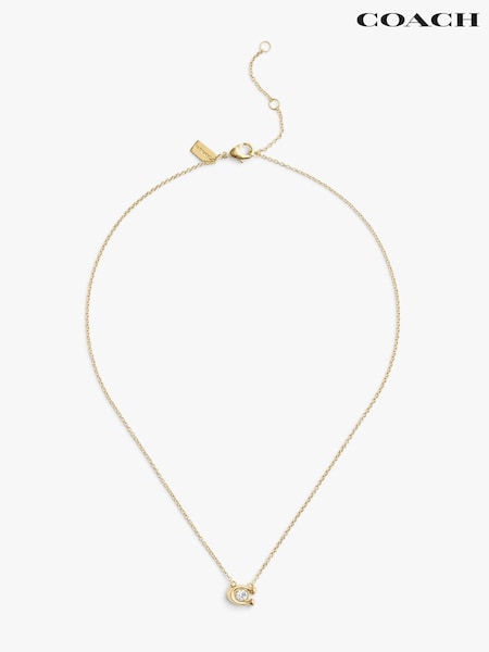 COACH Gold Tone Signature C Stone Pendant Necklace (F02502) | £75