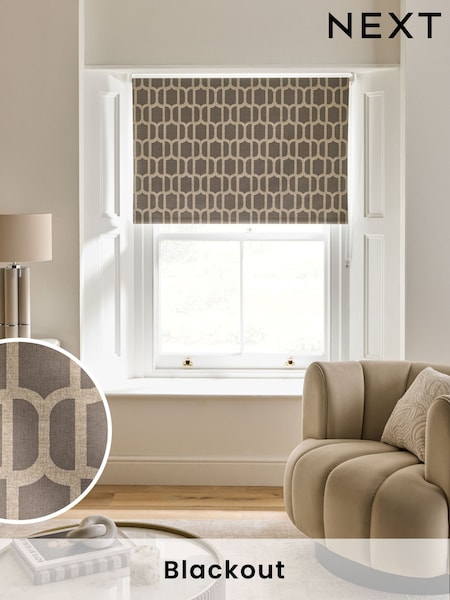 Bronze Geometric Print Ready Made Blackout Roller Blind (F02507) | £18 - £46