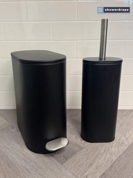 Showerdrape Black Fortuna 5L Soft Close Bathroom Pedal Bin and Toile Set (F02553) | £45