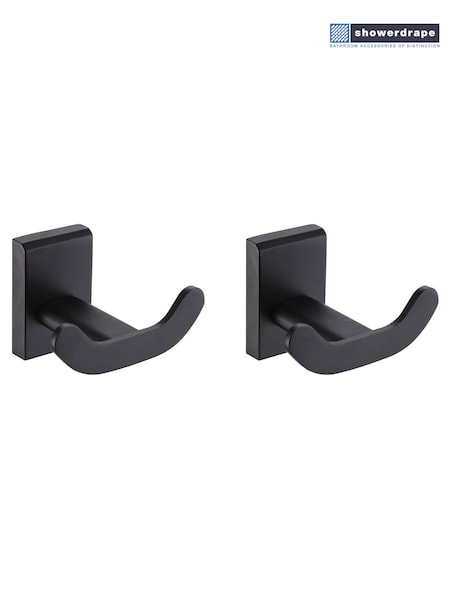 Showerdrape Set of 2 Black Unity Wall Mounted Robe Hooks (F02583) | £28