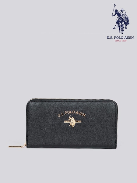 U.S. Polo Assn Black Womens Stanford Large Zip Around Wallet (F02701) | £60