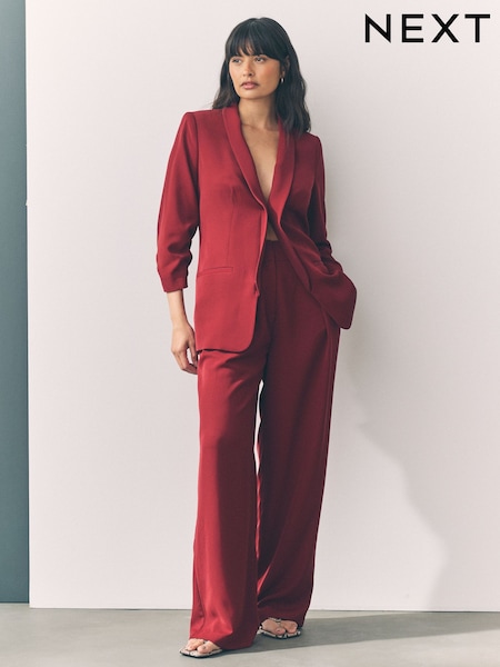 Red Elastic Back Wide Leg Trousers (F02749) | £38