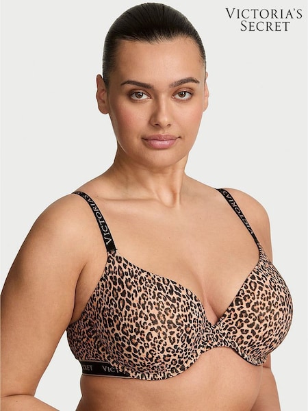 Victoria's Secret Leopard Brown Lightly Lined Demi Cotton Logo Bra (F02768) | £35