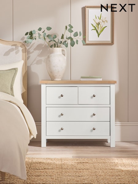 Chalk Malvern Paint Effect 4 Drawer Bedside Table (F02796) | £275