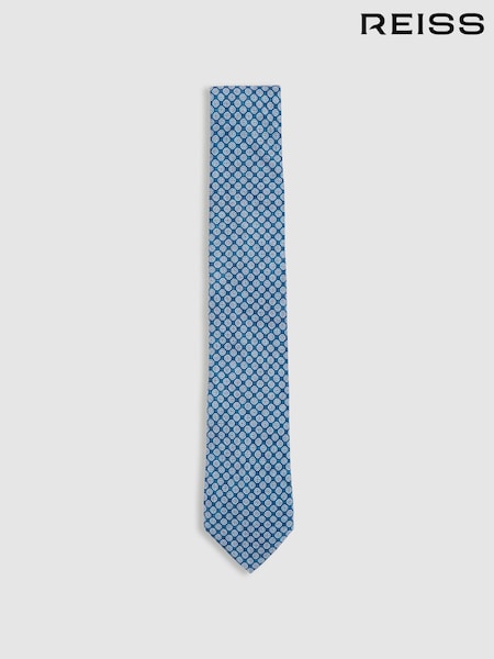 Reiss Navy Santo Silk Medallion-Print Tie (F02817) | £68