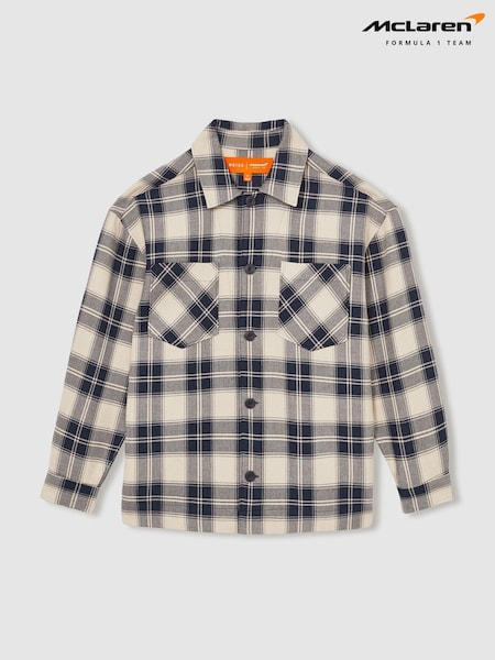 Reiss Navy/Off White Endurance McLaren F1 Team Check Logo Overshirt (F02843) | £198