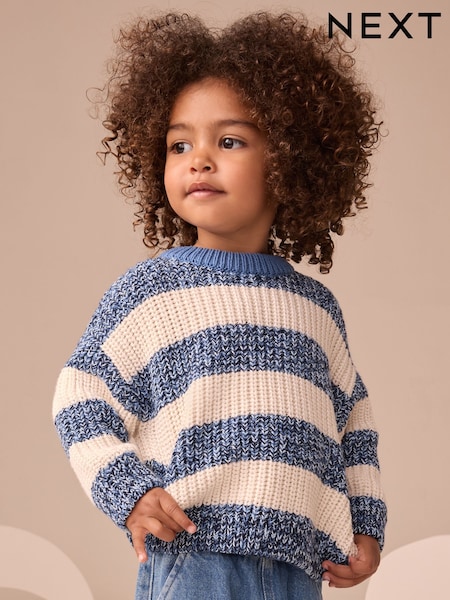 Blue/White Stripe Knitted Jumper (3mths-7yrs) (F02929) | £14 - £16