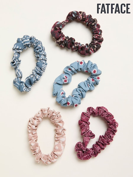 FatFace Multi 5 Pack Everyday Printed Scrunchies (F02957) | £10.50