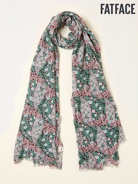 FatFace Burgundy Red Floral Bouquet Scarf (F03079) | £25