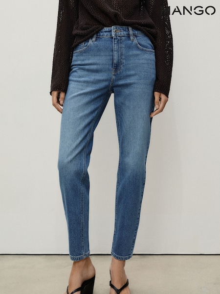 Mango Stone Washed Slim Mom Fit Comfort High Rise Jeans (F03119) | £40