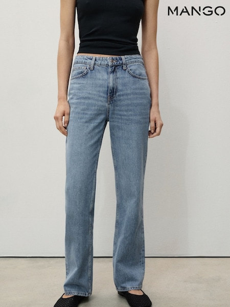 Mango Blue Matilda Medium-Rise Straight-Fit Jeans (F03162) | £40