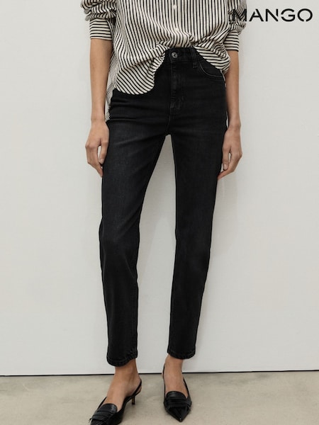 Mango Black Slim Mom Fit Comfort High Rise Jeans (F03164) | £45