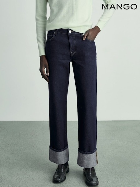 Mango Dark Blue Slim Mom Fit Comfort High Rise Jeans (F03166) | £50