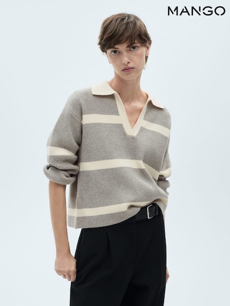 Mango Grey Collar Knitted Jumper (F03172) | £36