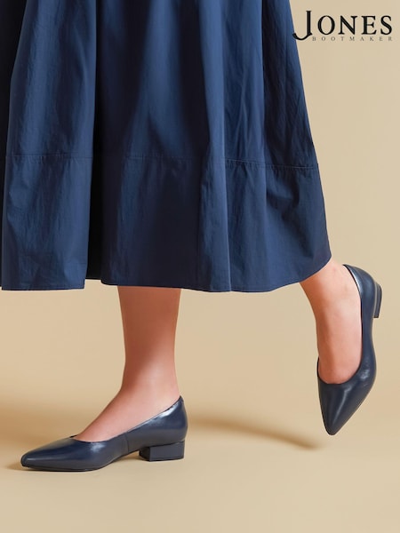 Jones Bootmaker Blue Wide Fit Jones Bootmaker Sunstone Leather Court Shoes (F03179) | £99
