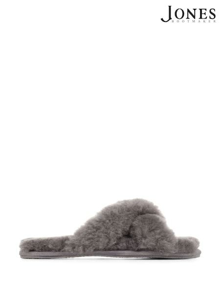 Jones Bootmaker Grey Dory Sheepskin Slippers (F03194) | £49