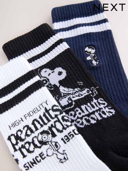 White/Black DJ Snoopy Pattern License Sports Socks 3 Pack (F03242) | £15