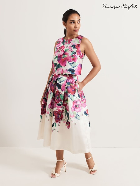 Phase Eight Natural Petite Celeste Floral Print Skirt (F03253) | £119