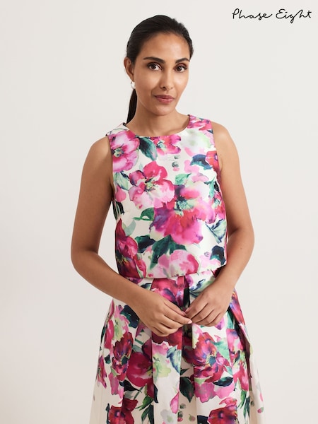 Phase Eight Natural Petite Celeste Floral Print Top (F03270) | £79