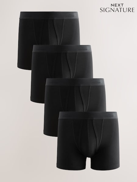 Black Modal 4 pack Signature A-Fronts Boxers (F03298) | £0