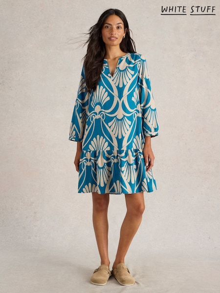 White Stuff Blue Otto Linen Blend Dress (F03326) | £75