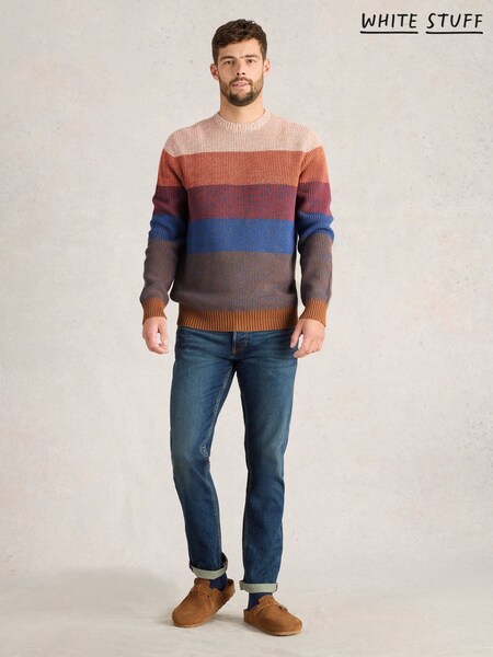 White Stuff Pink Twisted Colourblock Crew Jumper (F03329) | £30