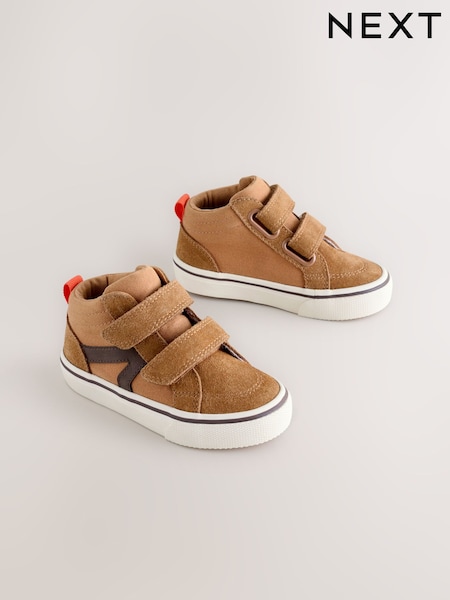 Tan Brown Suede Touch Fastening High Top Trainers (F03330) | £20 - £22