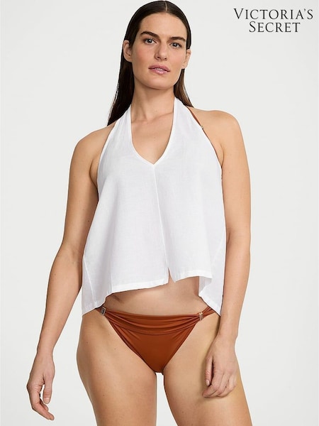 Victoria's Secret White Linen Halter Cover Up Top (F03343) | £35