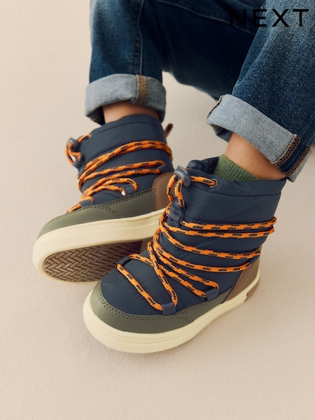 Navy/Khaki Thermal Thinsulate™ Lined Quilted Water Resistant Boots (F03375) | £34 - £38