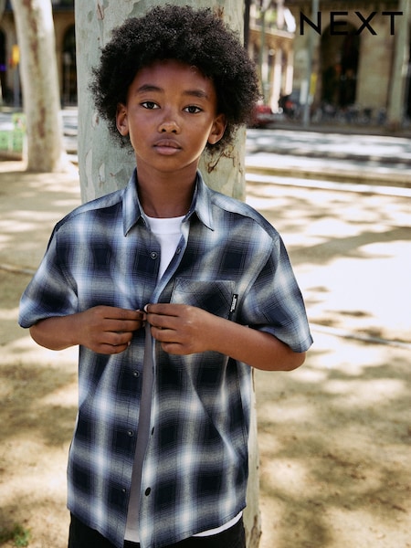 Blue Shadow Check Short Sleeve Check Shirt (3-16yrs) (F03421) | £14 - £19