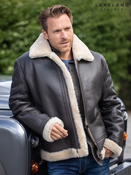 Lakeland Leather Black Tigermoth Sheepskin Aviator Jacket (F03422) | £599