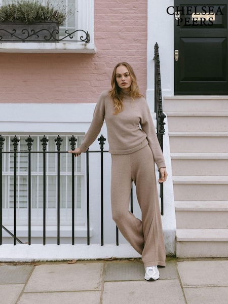 Chelsea Peers Nude Cashmere Blend Knitted High Neck Sweatshirt (F03532) | £60