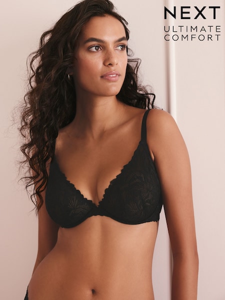 Black Non Pad Plunge A-E Lace Ultimate Comfort Bra (F03601) | £18