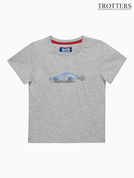 Trotters London Grey Marl Sebastian Car 100% Cotton T-Shirt (F03644) | £32 - £36