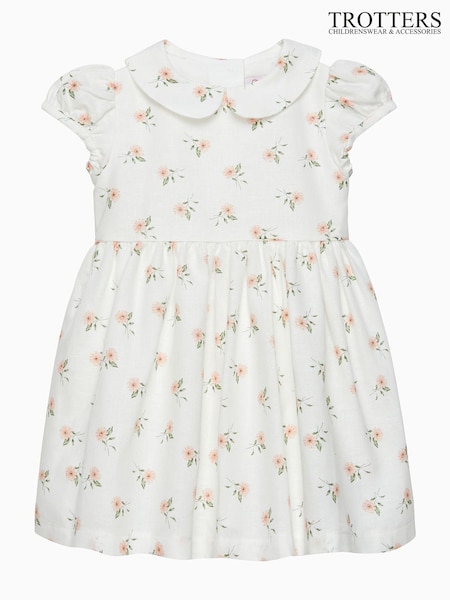 Trotters London Little White Floral Print Lily Dress (F03648) | £62