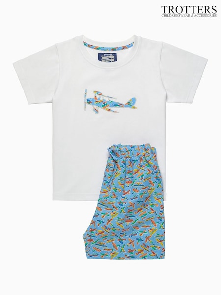 Trotters London Liberty Print Blue Miles Jersey Pyjamas Set (F03700) | £56 - £58