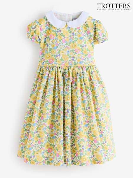 Trotters London Yellow Liberty Print Betsy 100% Cotton Dress (F03711) | £86 - £92