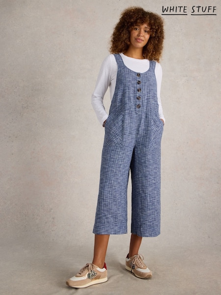 White Stuff Blue Viola 100% Linen Dungarees (F03817) | £80