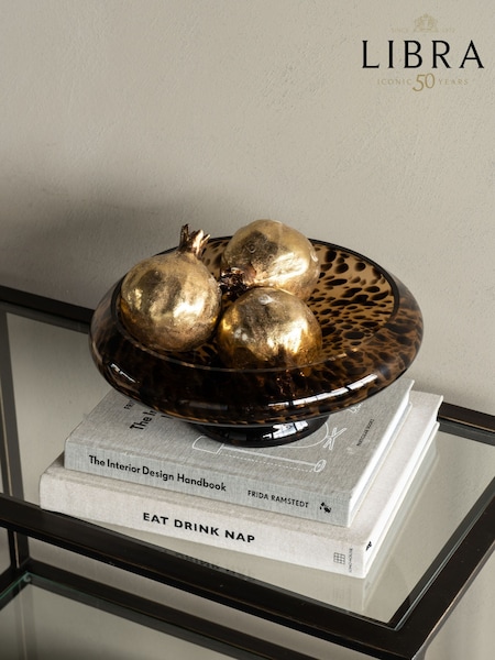Libra Interiors Brown Black Savanna Glass Bowl 31cm (F03844) | £55