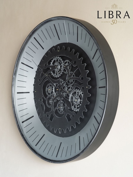 Libra Interiors Black Nickle Palladium Wall Clock with Moving Dials 80cm (F03858) | £250