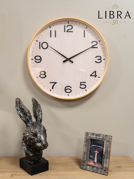 Libra Interiors Light Natural Grain Effect Clock 53cm Effect Clock 53cm (F03859) | £100