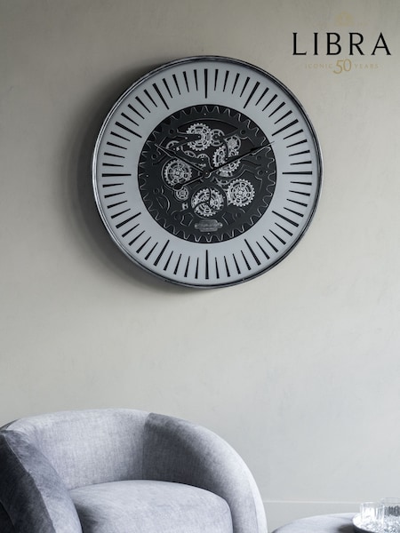 Libra Interiors Black Nickle Palladium Wall Clock with Moving Dials 100cm (F03871) | £300