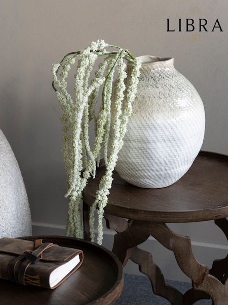 Libra Interiors White Taupe Large Ceramic Woven Vase (F03881) | £85