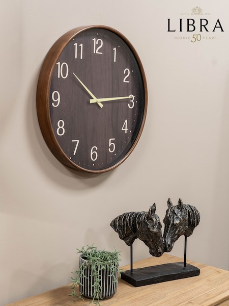 Libra Interiors Brown Grain Effect Clock 53cm (F03891) | £100