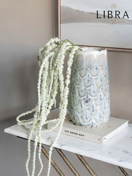 Libra Interiors White Blue Grey Armadillo Azure Ceramic Vase (F03898) | £62