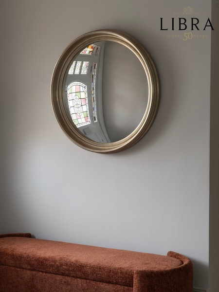 Libra Interiors Country Silver Fen Round Convex Mirror S Medium 50cm (F03912) | £300